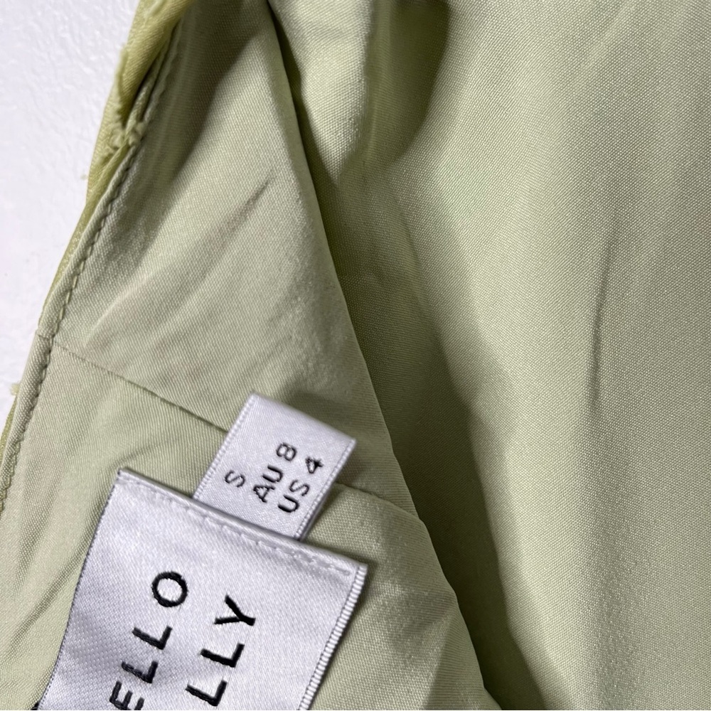 Hello Molly Rainbow Glow Midi Dress in Sage Green Lace Up Back Floral Size S - Picture 9 of 10